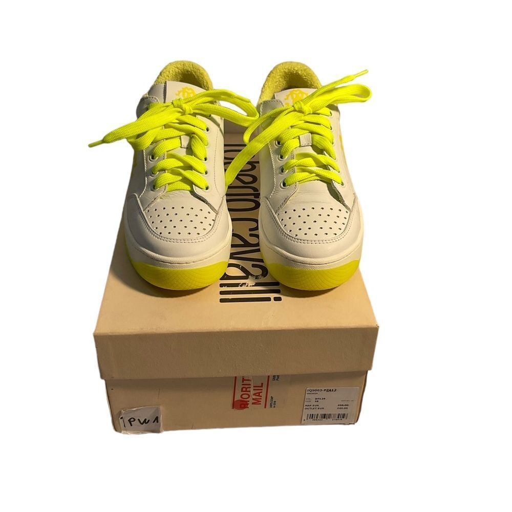 Roberto Cavalli Women’s White Neon Low-Cut   Sneakers Shoes Size 38